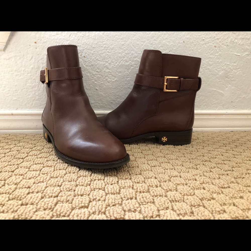 tory burch brown leather booties